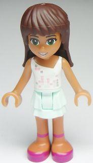 LEGO Minifigure-Sarah, Light Aqua Layered Skirt, White Top-Friends-FRND012-Creative Brick Builders
